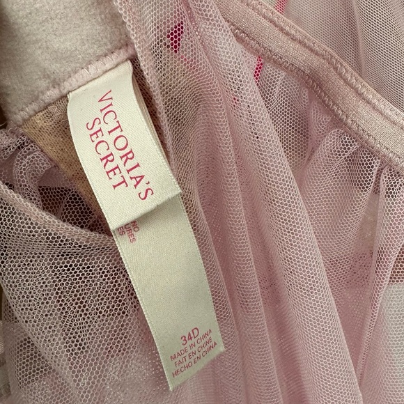 Victoria’s Secret Pink Lace Sheer Push Up Slip Bra Size 34D - Picture 8 of 8